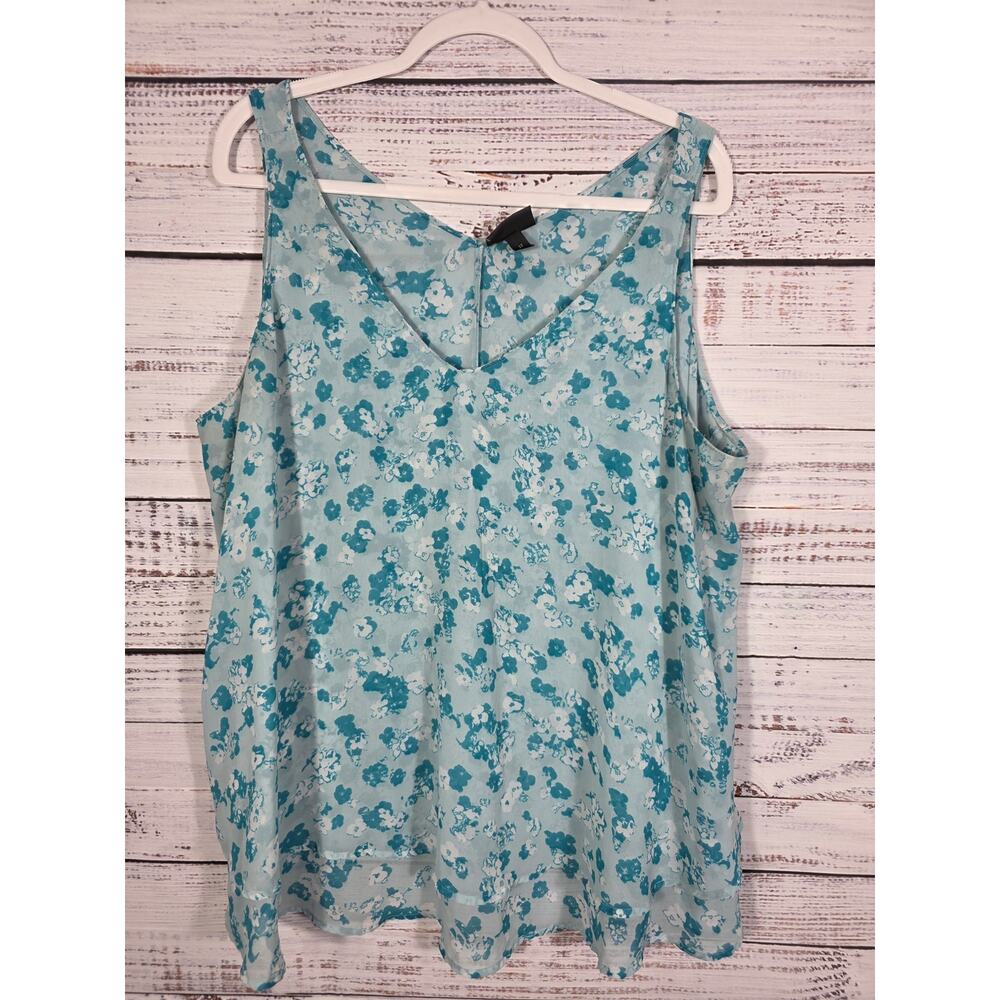 Lane Bryant Sheer Layered Flowy Tank Teals and Blues Plus Size 22